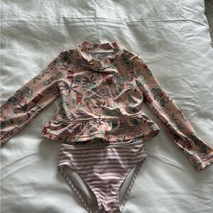 Janie and Jack Coral and Green Bikini Set